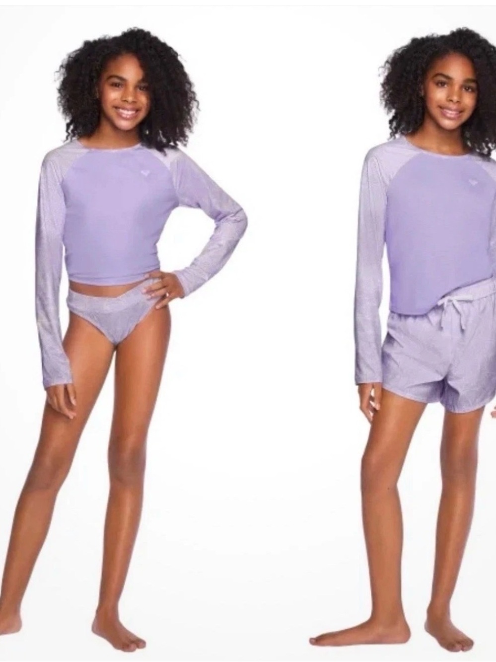 Roxy Girls Lavender Long-Sleeve 3 piece Swim Set